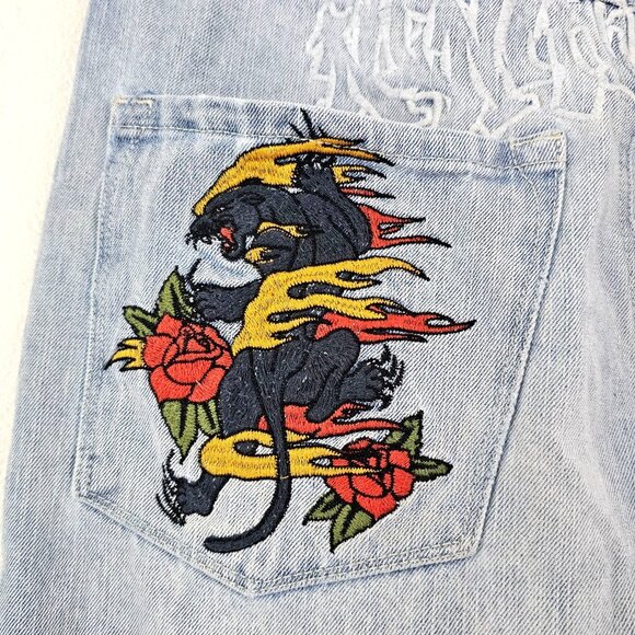 Ninth Hall Ambush Y2K Light Blue Wash Jeans Dragon Baggy Wide Leg Skater 30βX27β - Picture 4 of 16